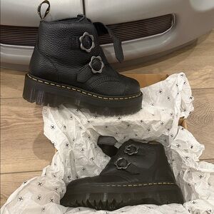 Dr. Martin Black Ankle Boots with Buckle Detail